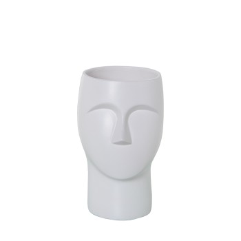 Vaso In Ceramica Faccia - Bianco Opaco - 24cm- _13x14x24cm