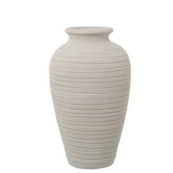 Jarron Ceramica 40cm Ondulado Blanco Mate Ø24x40cm