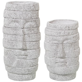 Set 2 Jarrones Cerámica Caras Efecto Granito Ø13x30+ø13x22cm