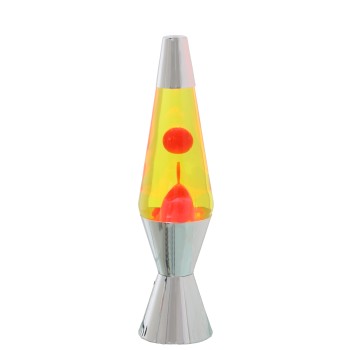 Lámpara Lava Metal Brillo Liquido Rosa/amarillo +bombilla Re Ø9x37cm Cable Negro:150cm
