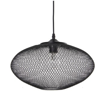 Lampe Suspension En Métal Grille - Noir - 1xe27, Max.40w (non Incluse)- Ø38x25cm, Cable:100cm