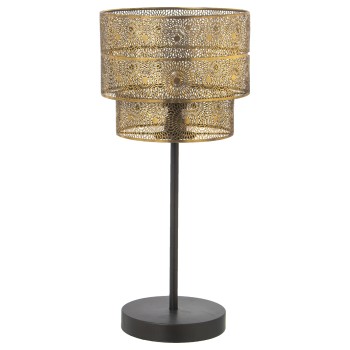 Lámpara De Sobremesa Metal Dorada,1xe27,max.60w, Base:ø20cm Ø28x60cm, Pantalla:ø28x23cm