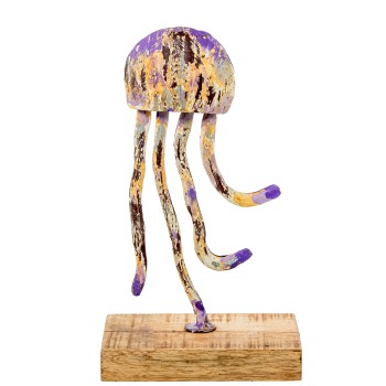 Figura Medusa Hierro C/base Madera 15x10x26cm
