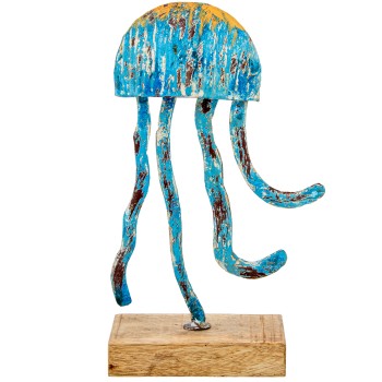 Figura Medusa Hierro C/base Madera 18x10x32cm