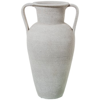 Jarrón Cerámica C/asas 50cm Blanco Arena Ø31x50cm