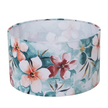 Stamped Velvet Flowers Cylinder Lamp Shade- Ø35x20cm, Para Bombilla E-27