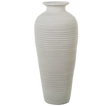 Jarron Ceramica 70cm Ondulado Blanco Mate Ø30x70cm