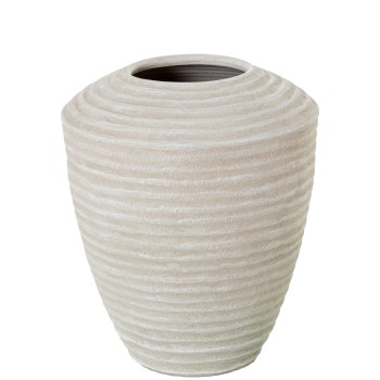 Jarrón Cerámica 35cm Beige Arena Ondulado Ø30x35cm