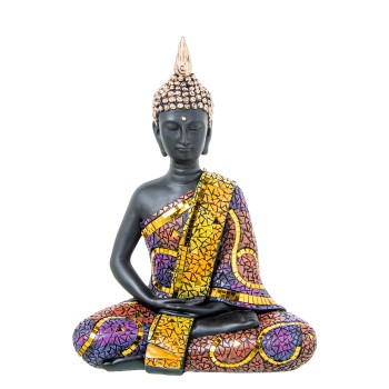 Figura Resina Buda Mosaico Colores 22x13x30cm