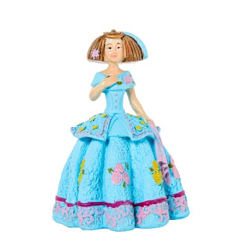 Figura De Resina Azul Claro Menina 11x11x15cm