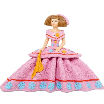 Figura In Resina Di Menina Rosa 25x12x18cm