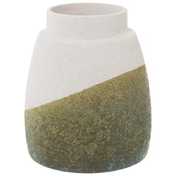 Vase Céramique Beige/vert Texture Sable Ø16x20cm