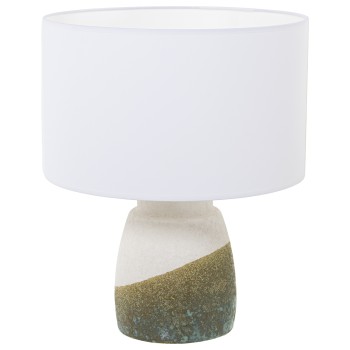 Lampe De Table Céramique Beige/verte Texture Sable Ø35x42cm, 1xe27 Max.60w