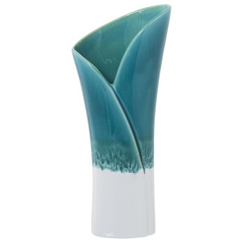 Jarrón Cerámica 40cm Azul/blanco Reactivo 17x11,5x40cm Base:11,5x6,5cm