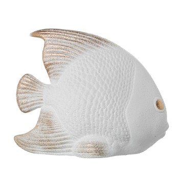 Figura Pez Cerámica 26cm Blanco Arena/dorado 32x16x26cm