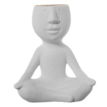 Jarrón Figura Yoga Cerámica Blanco Arena/dorado 23x13x27,5cm