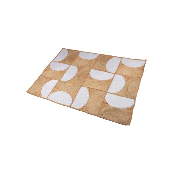 Tapete De Juta 60x100cm Meios Círculos Natural/branco