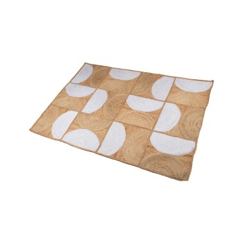 Tapete De Juta 120x170cm Meios Círculos Natural/branco
