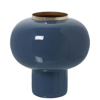Vaso Metal Esmaltado Azuis/dourado_20x20cm