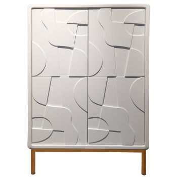 Mueble Entrada Madera Dm Blanco 4 Puertas, Apert.con Presión 80x40x121cm