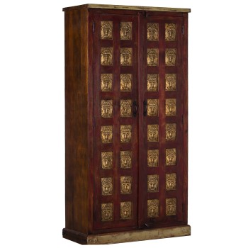 Red & Golden Buddhas Mango Wood W/2 Doors 100x45x195cm