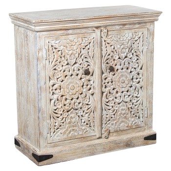Mueble Entrada Madera Mango Decorada 90x40x90cm