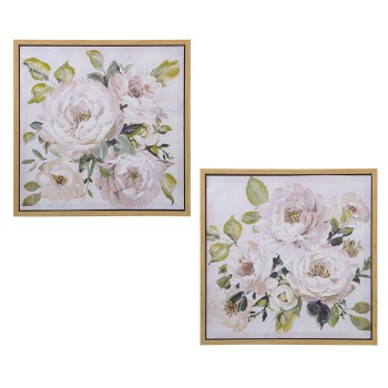 Cuadro Lienzo Marco Madera 60x60cm Flores Surtido 60x3x60cm