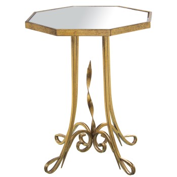 Golden Metal With Glass Mirror Side Table- Ø48x60cm