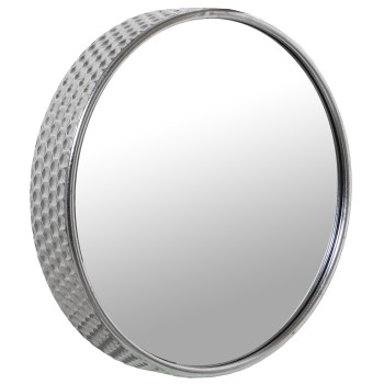 Espejo Metal Plateado Ø50x8,5cm, Int:ø47cm