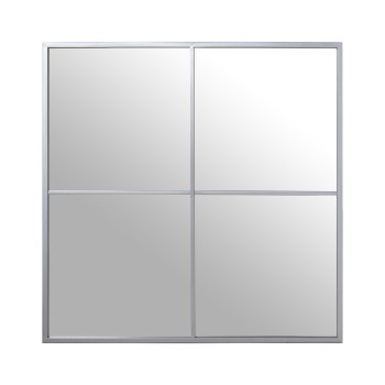 Silver Metal Window Mirror - 80x80cm- 80x2x80cm