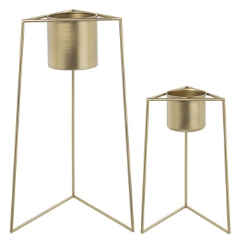 S/2 Golden Metal Flower Pots_25x22x50+34x29x60cm