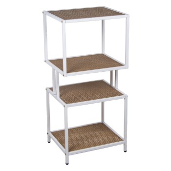 Estantería 4 Niveles Metal Blanco C/baldas De Madera Dm 42x35x90cm