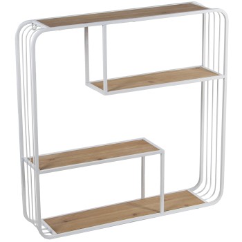 Estantería Pared Metal Blanco C/baldas Madera Dm 70x15x70cm
