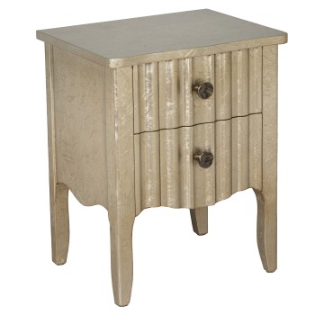 Mesa De Noche 2 Cajones Madera Champagne 48x38x60cm