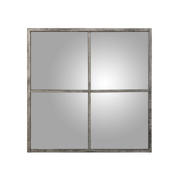 Miroir Fenêtre En Métal - Noir Et Argent- _80x2x80cm, Hierro
