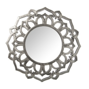 Miroir En Résine - Argenté- Ø60x3cm, Int:ø29cm