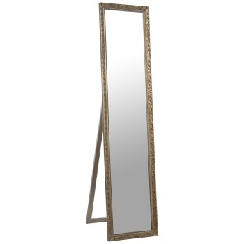 Champagne Eucalyptus Wood Floor Mirror- 40x2,5x170cm, Int:31,2x161cm