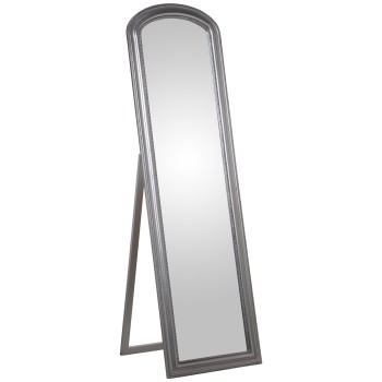 Espejo De Pared Plateado Madera Eucalipto 50x2,5x170cm, Int:36,5x157cm