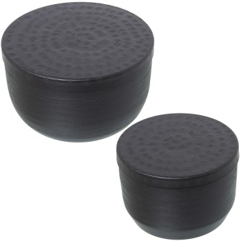 Set 2 Boîtes En Métal Sculpté Noir_13x9+16x9,5cm