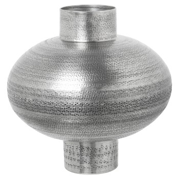 Carved Metal Vase In Antique Silver Colour- _ø33x33cm