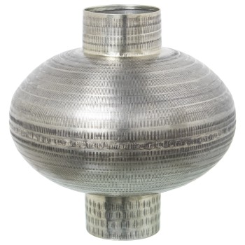 Jarrón Aluminio Tallado Plata Envejecida Ø33x33cm