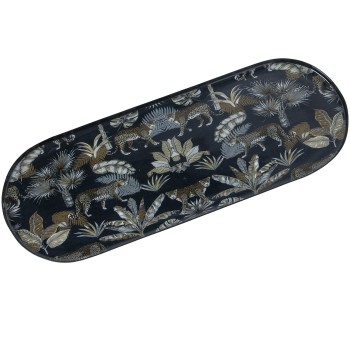 Bandeja Metal Esmaltado Leopardos 41x15x1cm