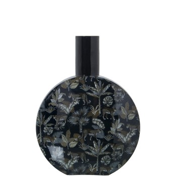 Enamelled Metal Vase Leopards_22x10x30cm