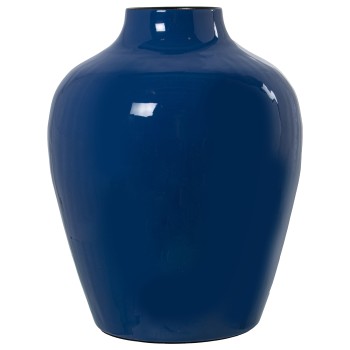 Jarrón Metal Esmaltado Azul Ø21x28cm