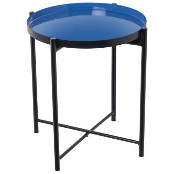 Mesa De Apoio Metal Esmaltado Azul/negro_50x52cm