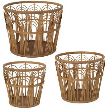 Set 3 Maceteros Ratán Natural Ø39x30+ø33x28+ø28x26cm
