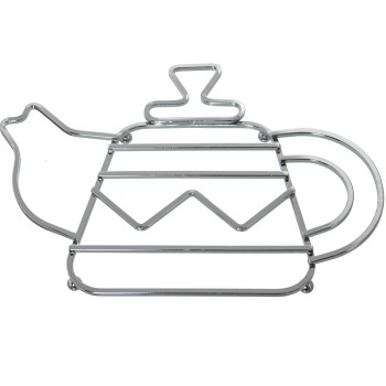Dessous De Plat En Métal Rond Théière - Chromé- 27x19x2cm
