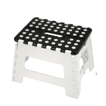 Taburete Plegable Pp Blanco/negro 32x25x22cm Asiento:29x22cm