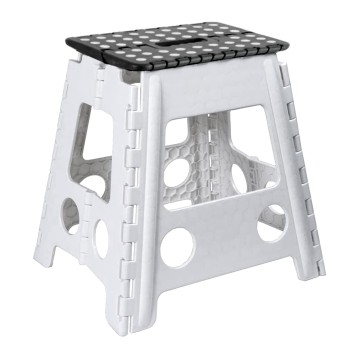 Taburete Plegable Pp Blanco/negro 39x32x40cm, Asiento:29x22cm