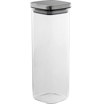 Bote Cocina Cristal 2100ml Tapa Acero Inox. 10x10x29cm Cristal Borosilica